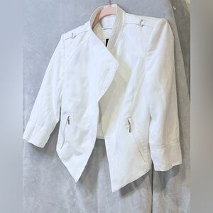 White House Black Market White Moto Style Open Front Jacket | Size 4